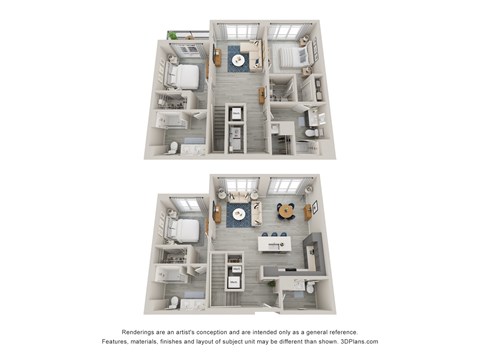 Floor plan for 3 beds, 3.5 baths, 2008 sqft
